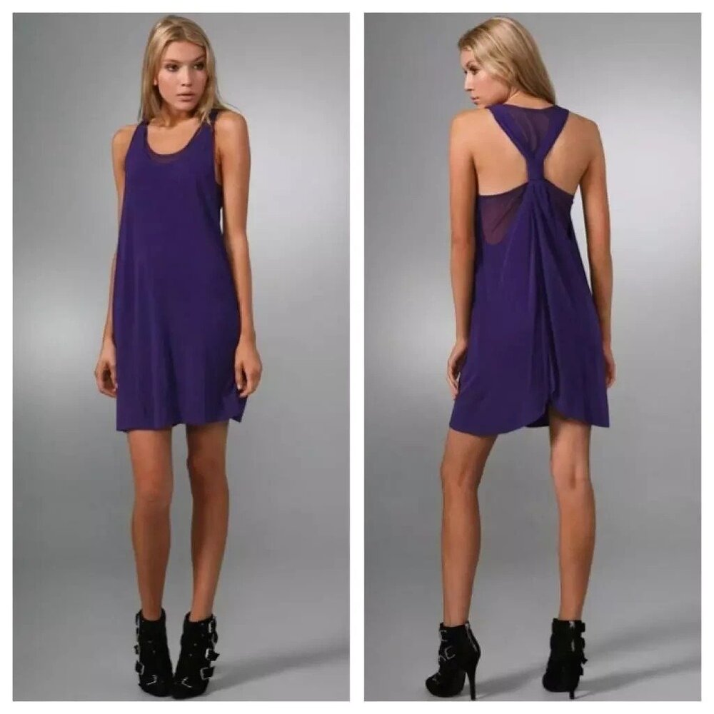 NWT ALICE + OLIVIA Twisted Folded Back Tank Dress Purple Size MEDIUM - Picture 1 of 10
